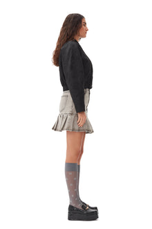 Future Denim Pleated Mini Skirt | Gray Quill