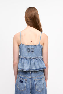 Light Denim Strap Top | Mid Blue Stone