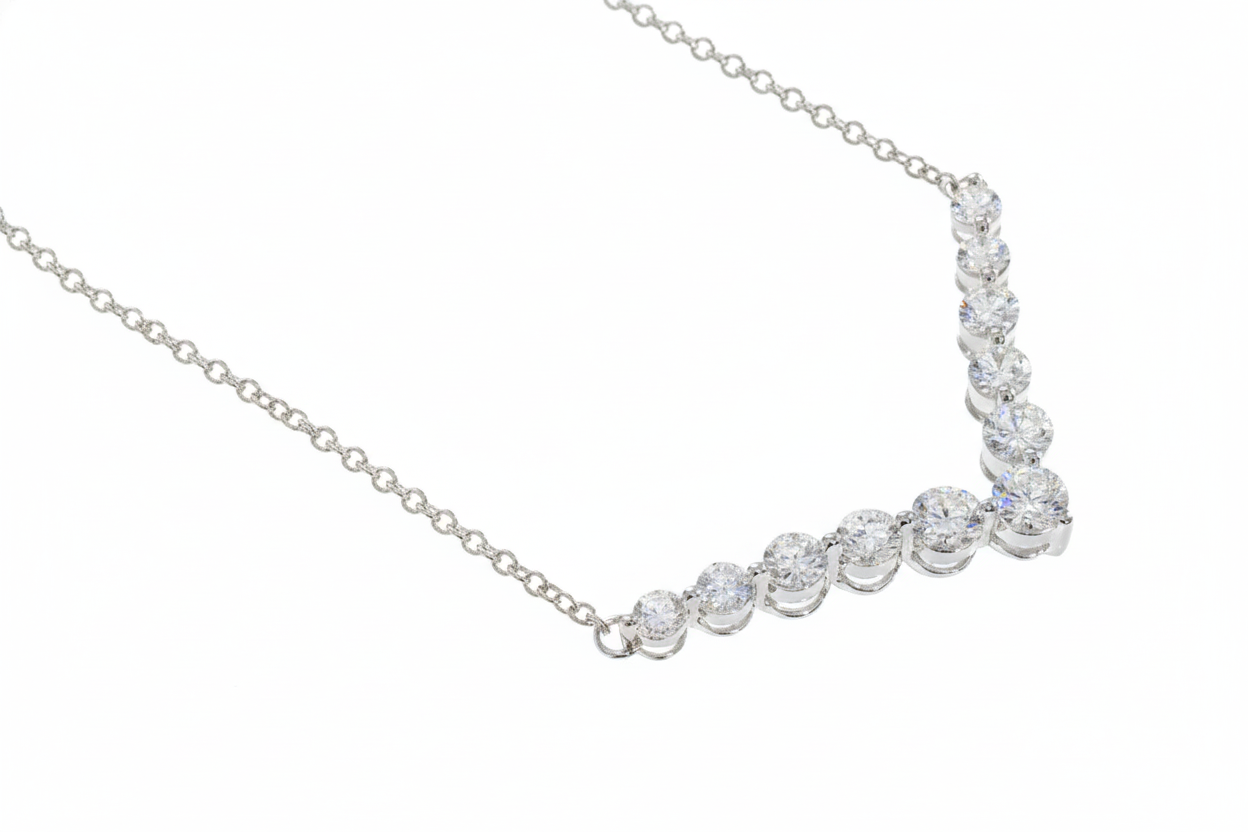 2.00 CT Round Natural Diamond | Necklace | 18K White Gold | G Color | SI3-I1 Clarity