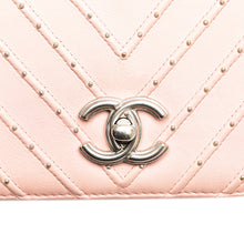 Chanel | Pre-Owned Chevron Calfskin Studded Full Flap | Pink/Light Pink