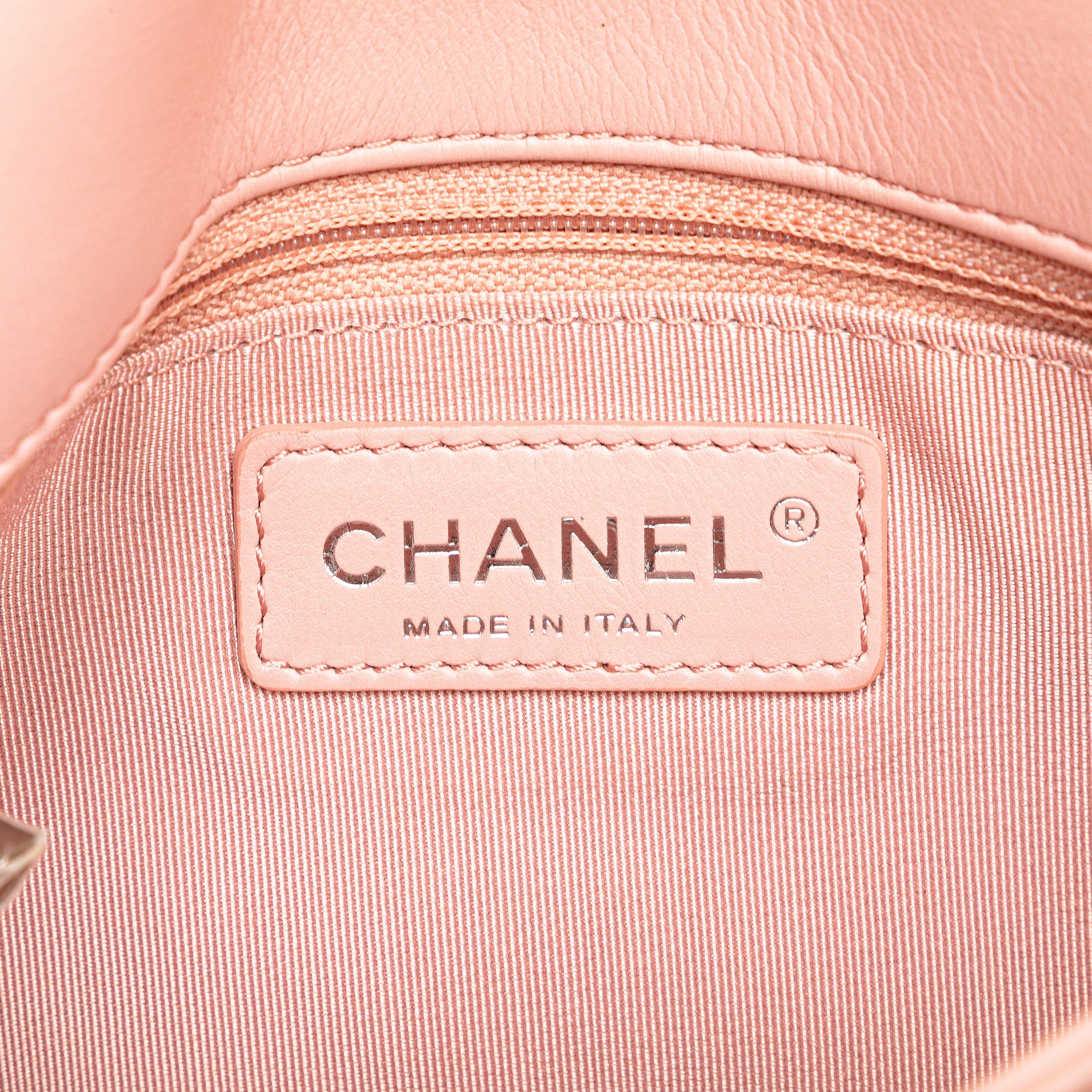 Chanel | Pre-Owned Chevron Calfskin Studded Full Flap | Pink/Light Pink