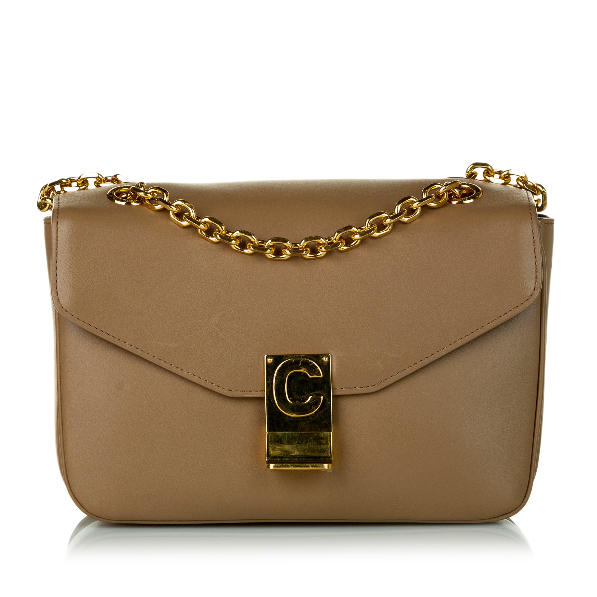 Céline Pre-Owned Medium C Bag Leather Crossbody Bag | Women | Brown x Gold