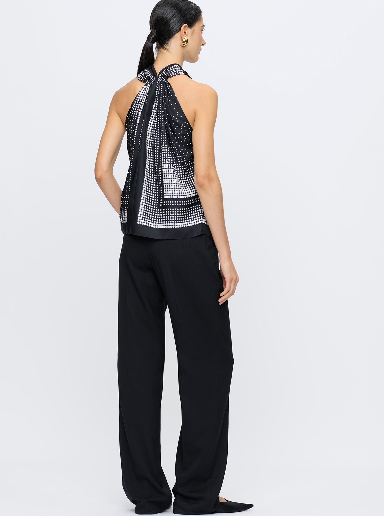 Jaranda Halter Scarf Top | Black/White