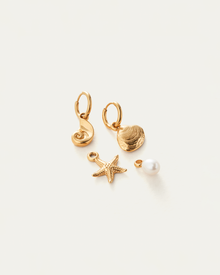 Summer Huggie Set | 14K Gold-Plated Steel | Freshwater Pearl