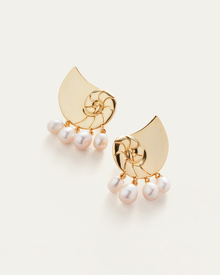 Lucille Climber Earrings | 14K Gold Dipped Brass | Freshwater Pearl