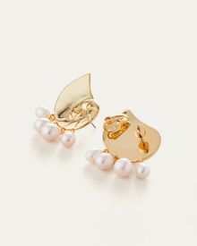Lucille Climber Earrings | 14K Gold Dipped Brass | Freshwater Pearl
