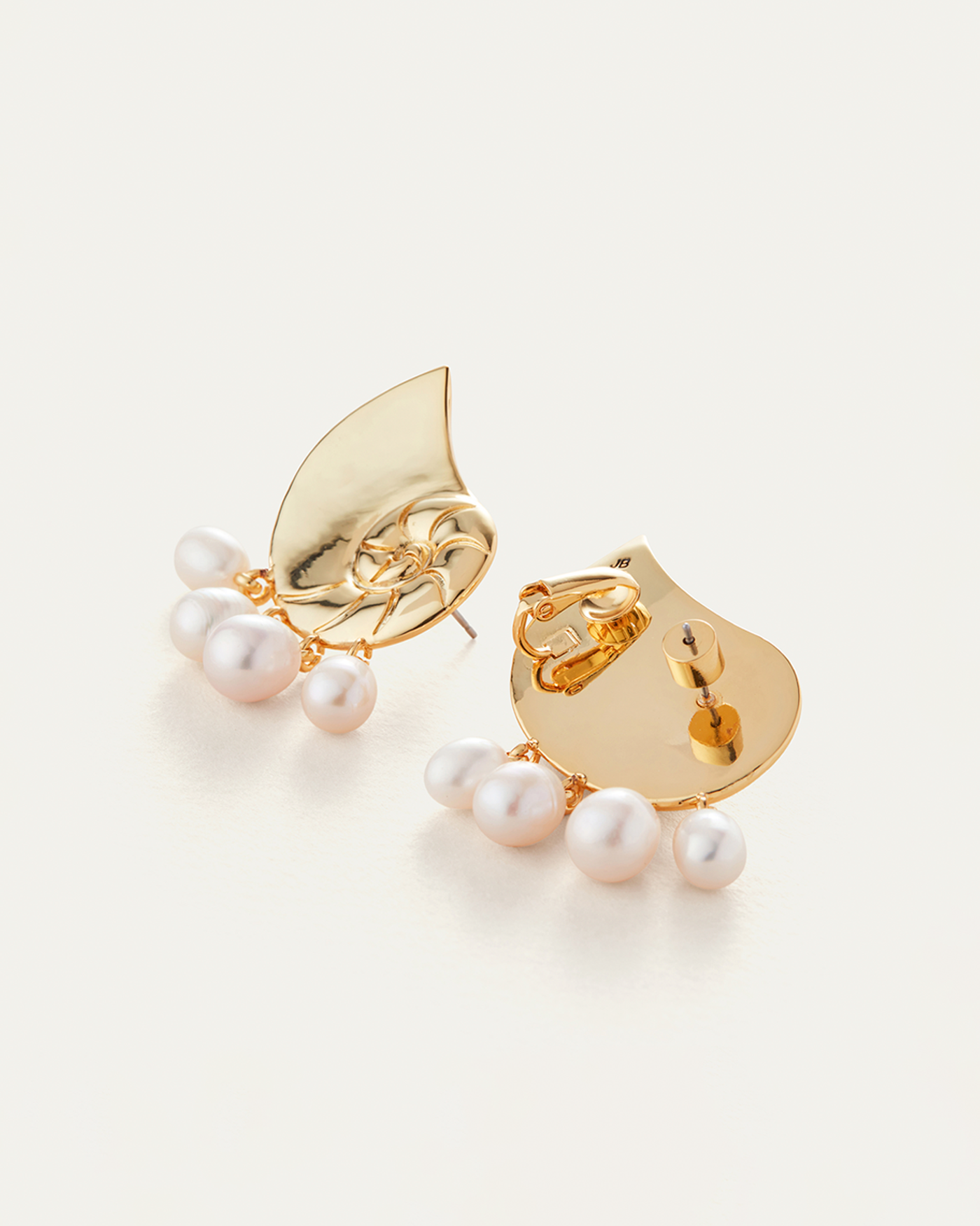 Lucille Climber Earrings | 14K Gold Dipped Brass | Freshwater Pearl