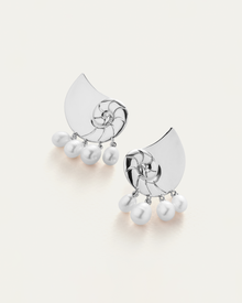 Lucille Climber Earrings | Silver Dipped Brass | Freshwater Pearl