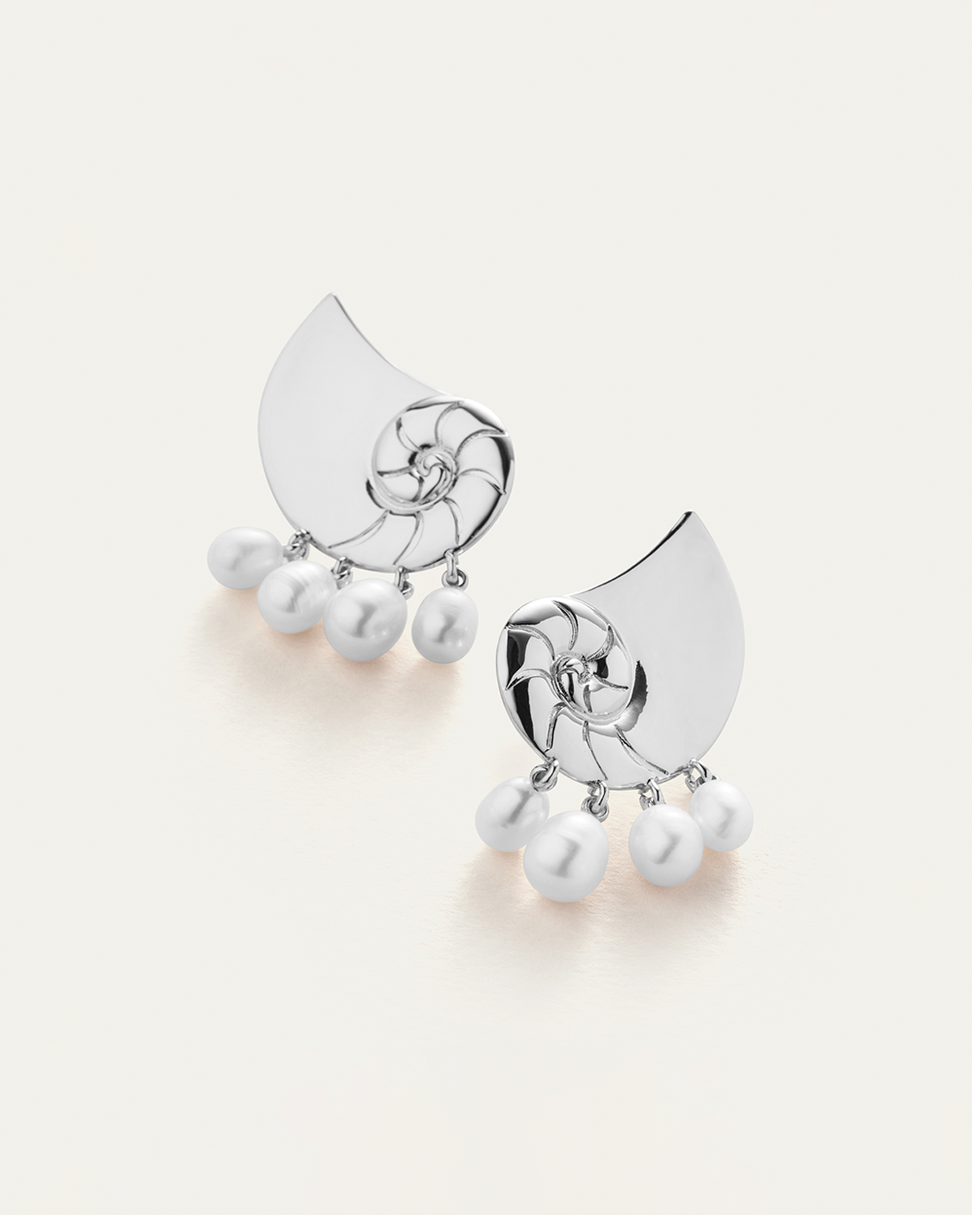Lucille Climber Earrings | Silver Dipped Brass | Freshwater Pearl