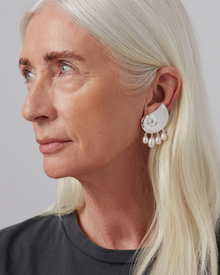 Lucille Climber Earrings | Silver Dipped Brass | Freshwater Pearl