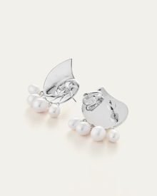 Lucille Climber Earrings | Silver Dipped Brass | Freshwater Pearl