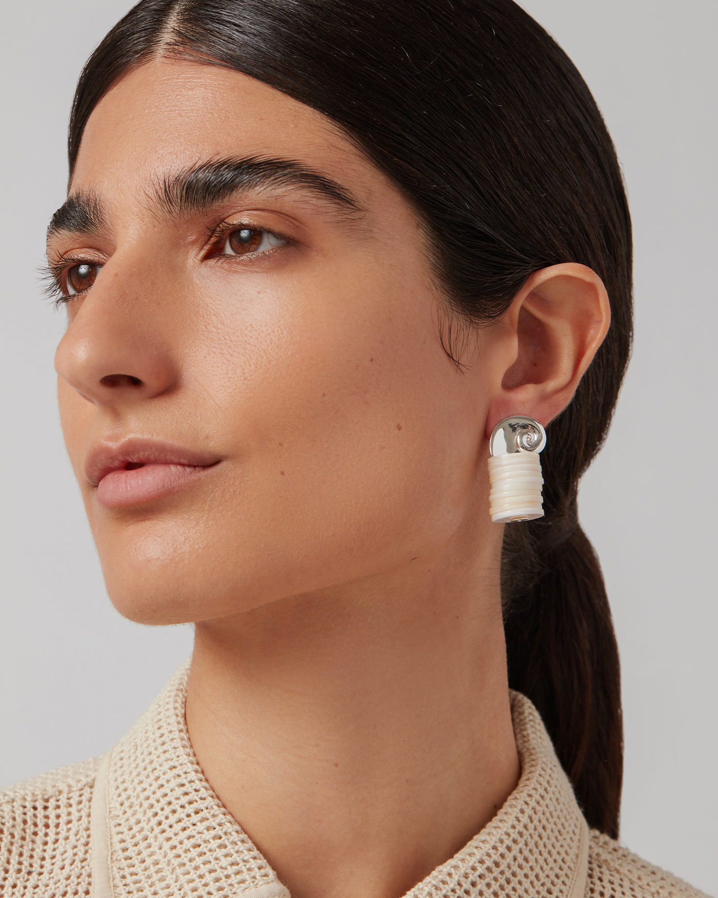 Odette Earrings | Silver Dipped Brass | Shell Discs
