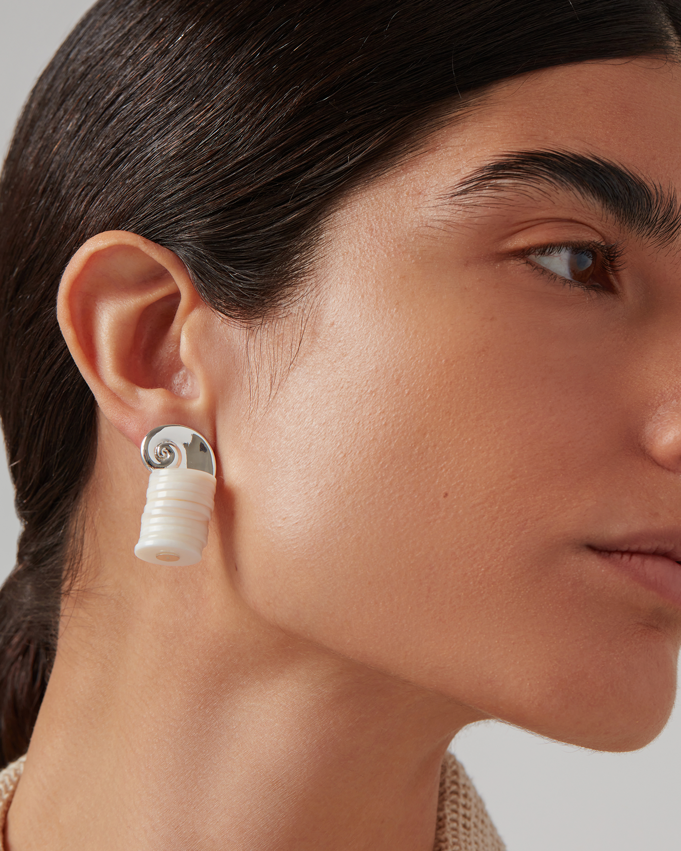 Odette Earrings | Silver Dipped Brass | Shell Discs