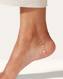 Capri Anklet | Platinum-Plated Steel | Freshwater Pearl