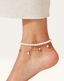 Noa Anklet | 14K Gold-Plated Steel | Freshwater Pearls
