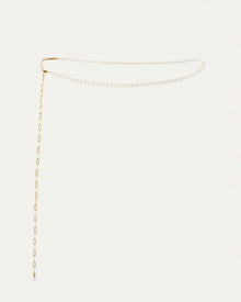 Noa Body Chain | 14K Gold-Plated Steel | Glass Pearl