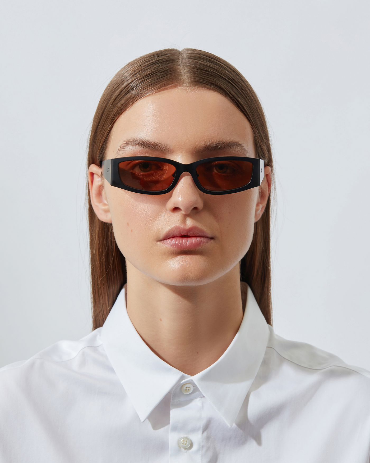 The Y2K Sunglasses | Black Recycled Steel Frame | Amber Poly Renew Lenses