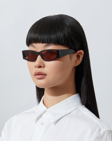The Y2K Sunglasses | Black Recycled Steel Frame | Amber Poly Renew Lenses