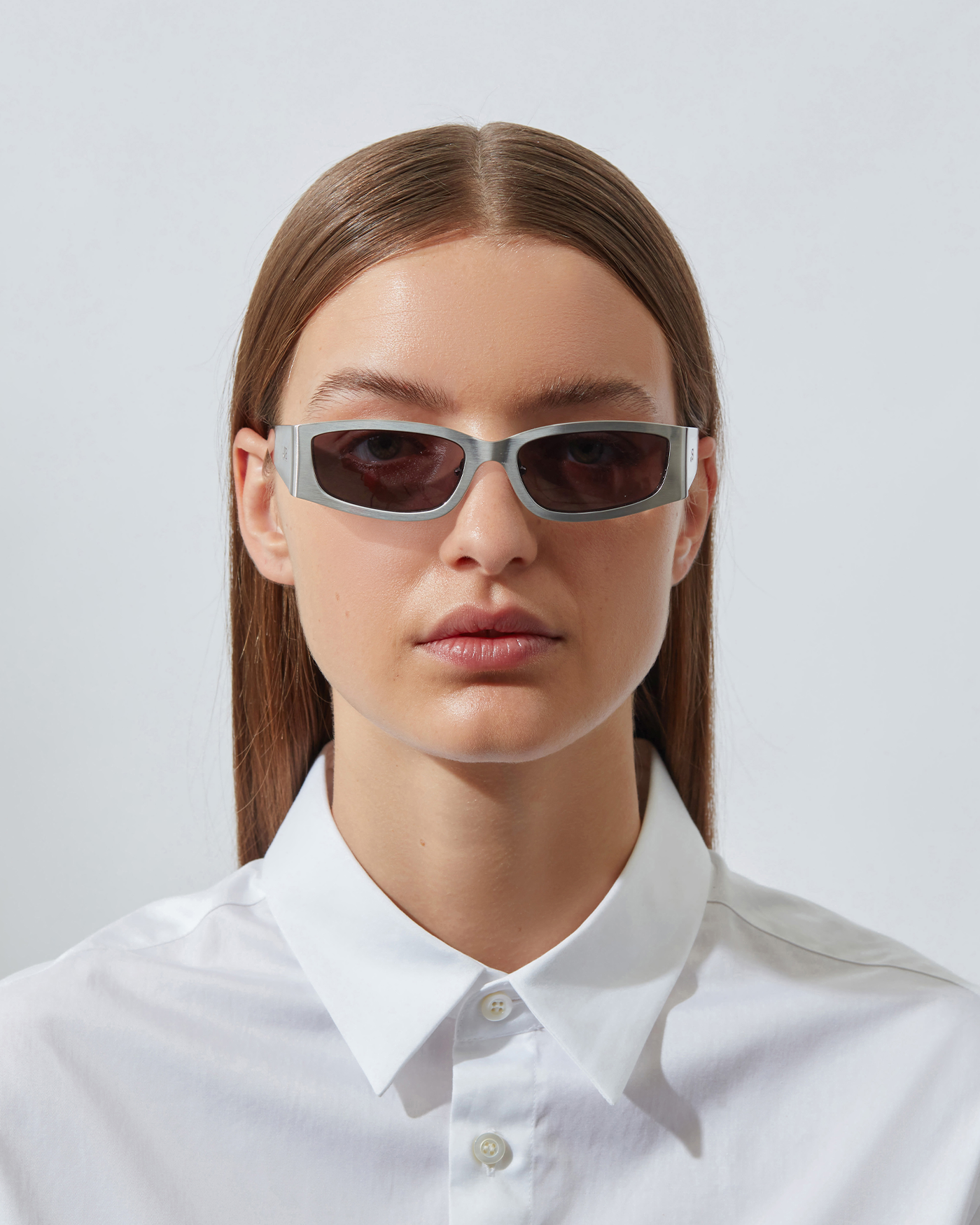 The Y2K Sunglasses | Silver Ion Plated Recycled Steel Frame | Grey Poly Renew Lenses