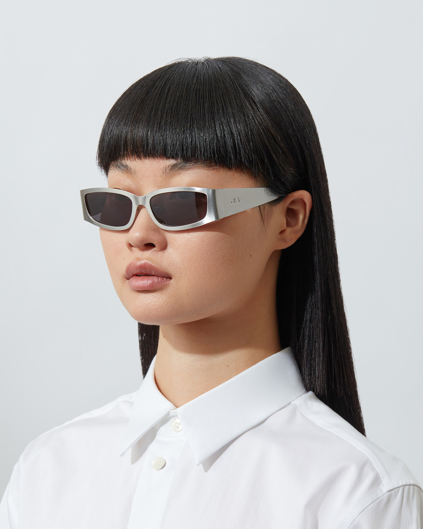 The Y2K Sunglasses | Silver Ion Plated Recycled Steel Frame | Grey Poly Renew Lenses
