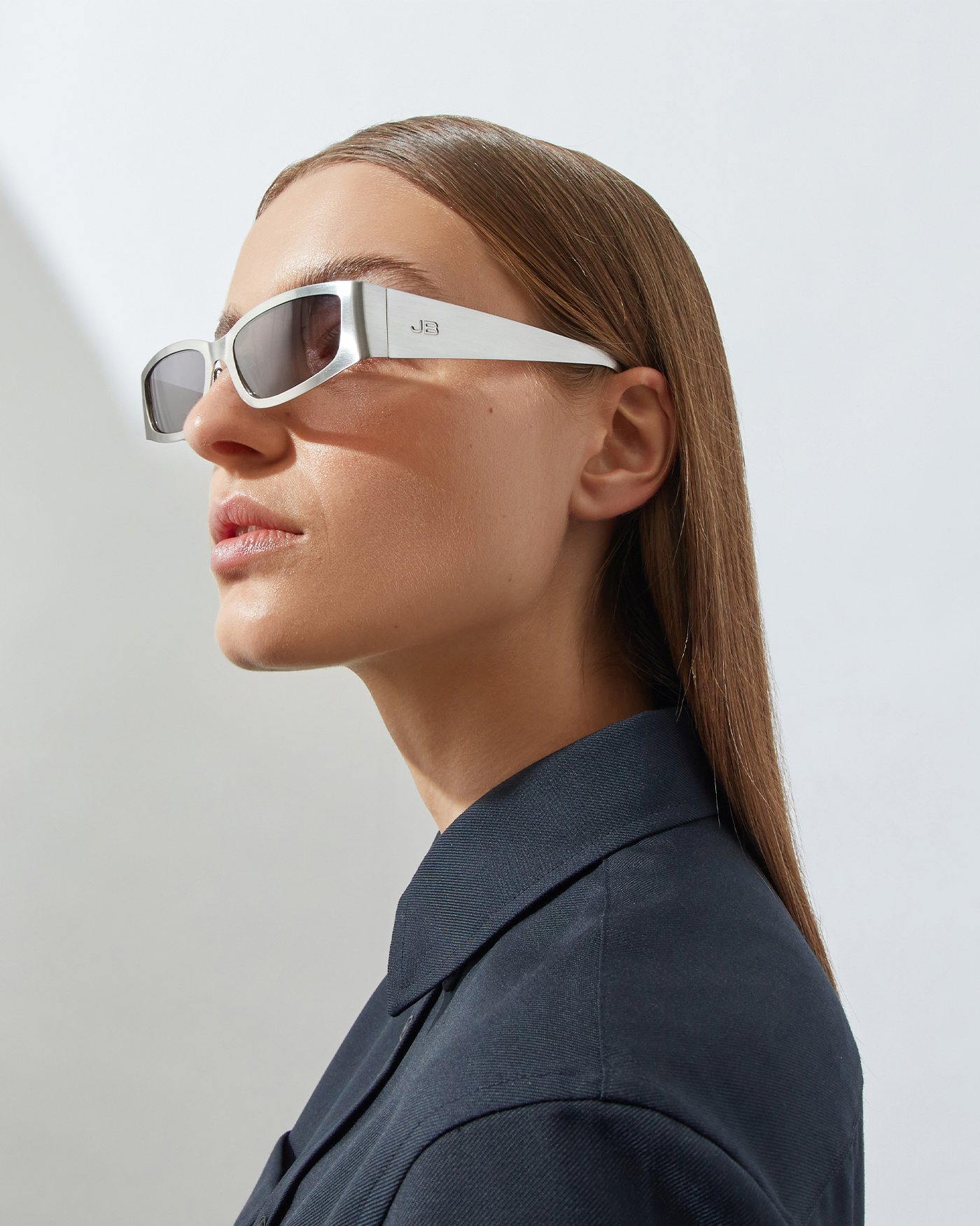 The Y2K Sunglasses | Silver Ion Plated Recycled Steel Frame | Grey Poly Renew Lenses