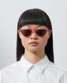 The Brow Sunglasses | Pink | Green Lenses
