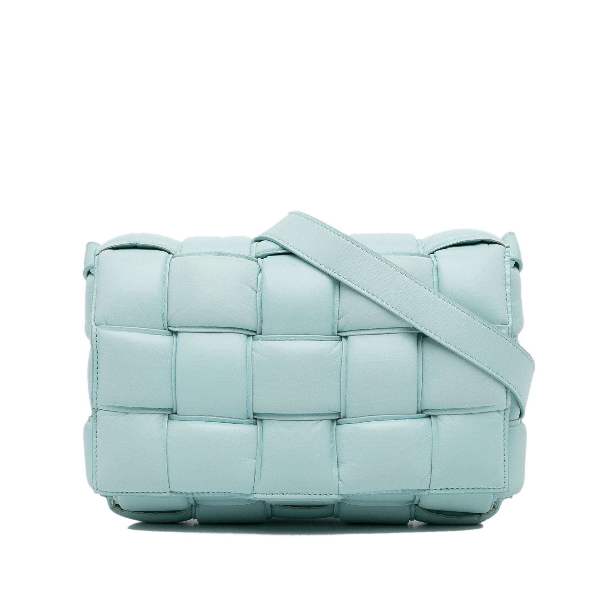 Bottega Veneta | Pre-Owned Nappa Intrecciato Padded Cassette Crossbody - II | Blue/Light Blue