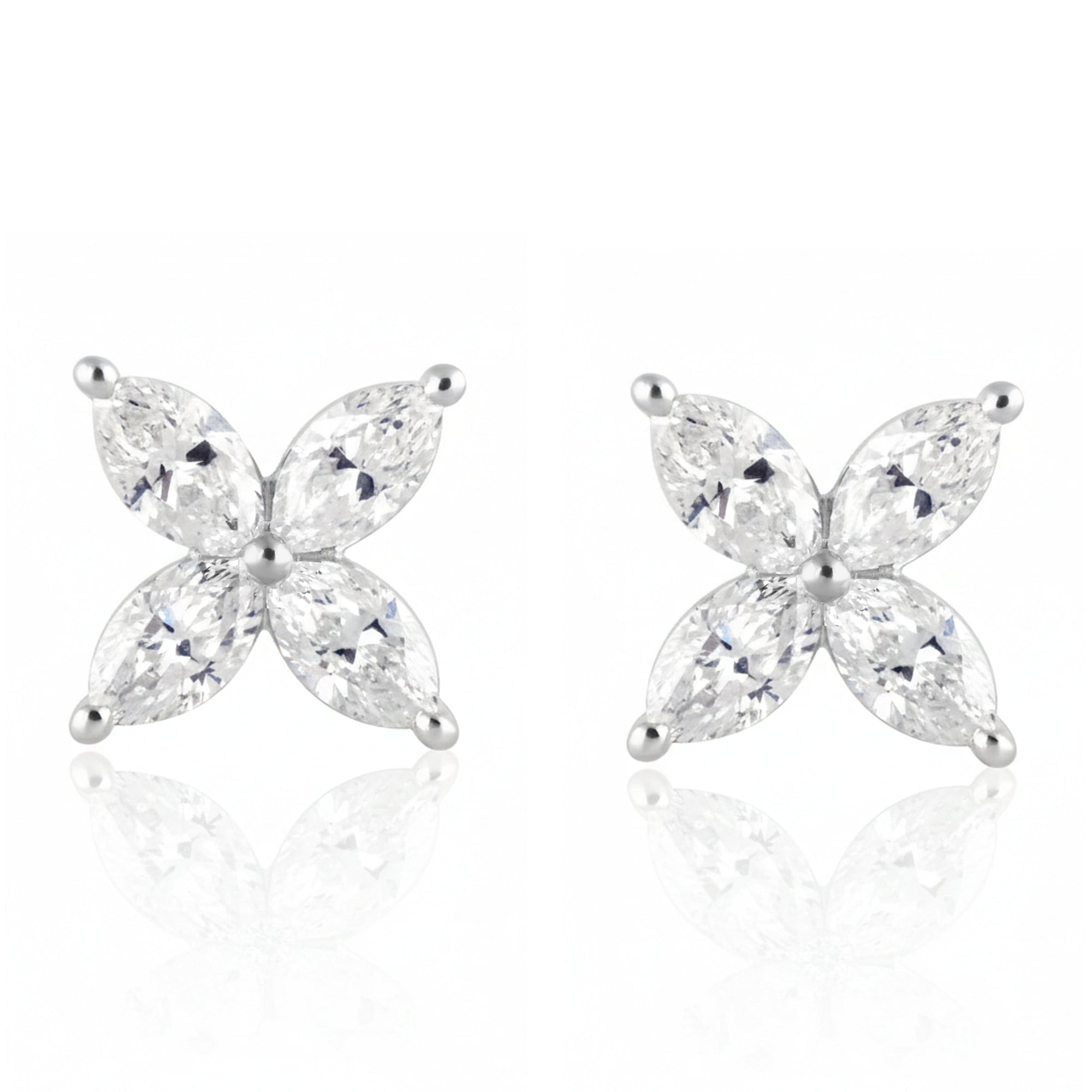 0.65 CT Marquise Natural Diamond | Stud Earrings | 14K White Gold | J-K Color | VS Clarity