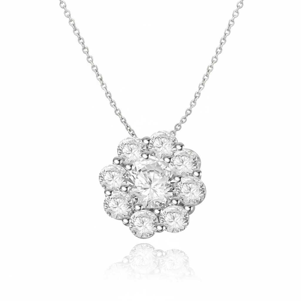 1.00 CT Round Natural Diamond | Pendant Necklace | 18K White Gold | G Color | SI2 Clarity
