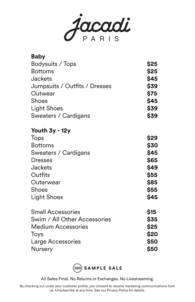 Price table