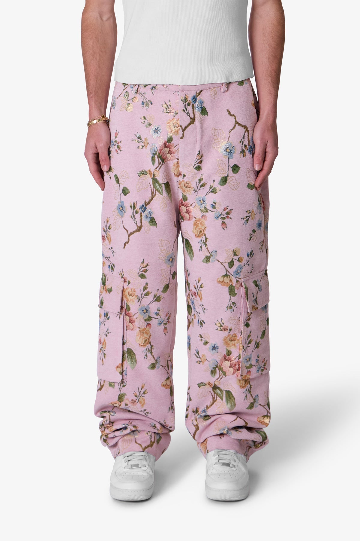 Jacquard Rose Cargo Pants | Pink