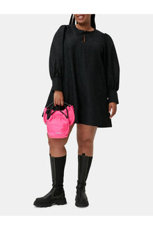 Jacquard Organza Mini Dress | Black