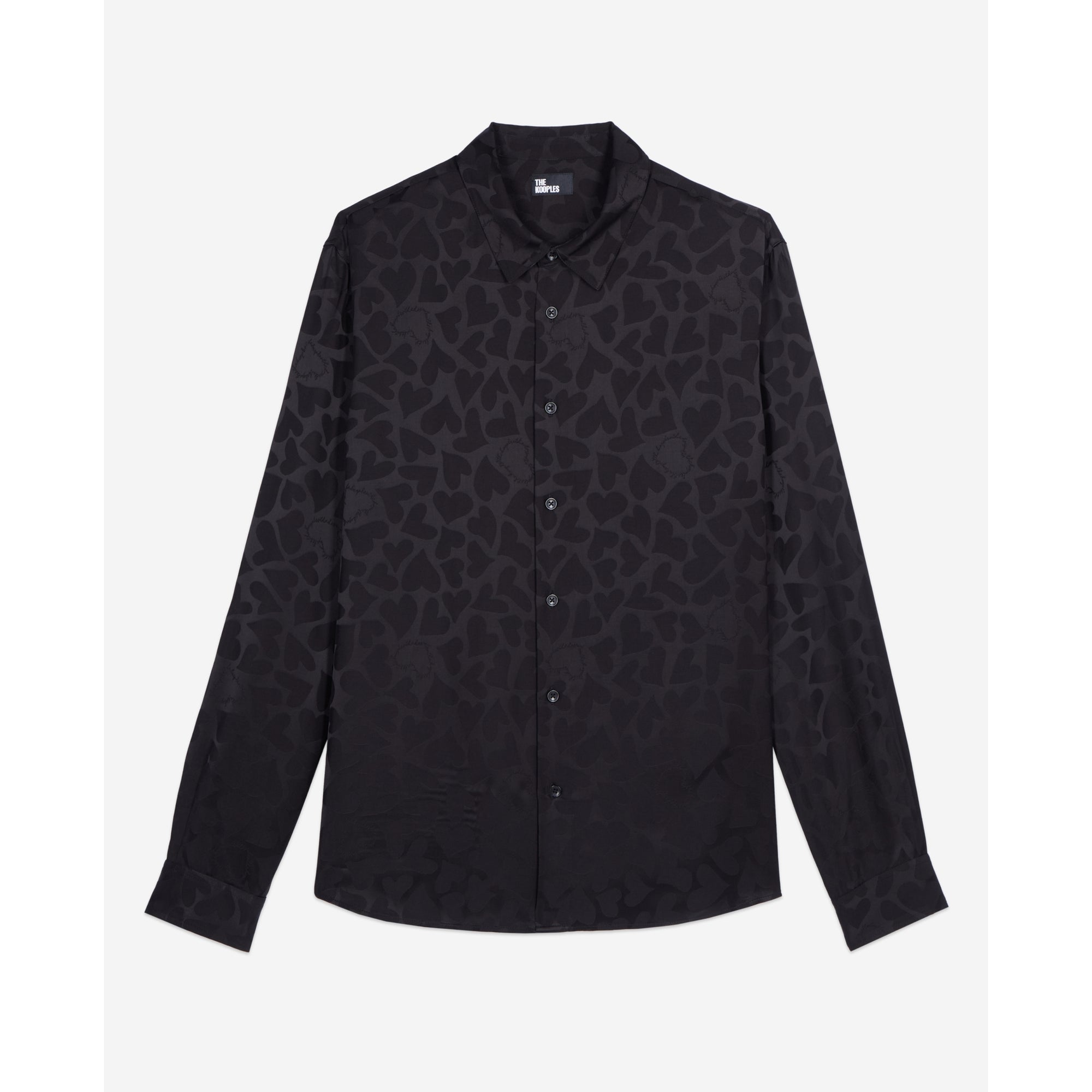 Jacquard Shirt With Hearts | Men | Black