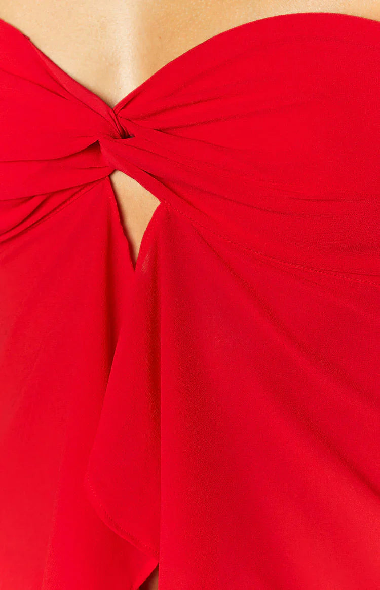 Jacqulin Strapless Top | Red