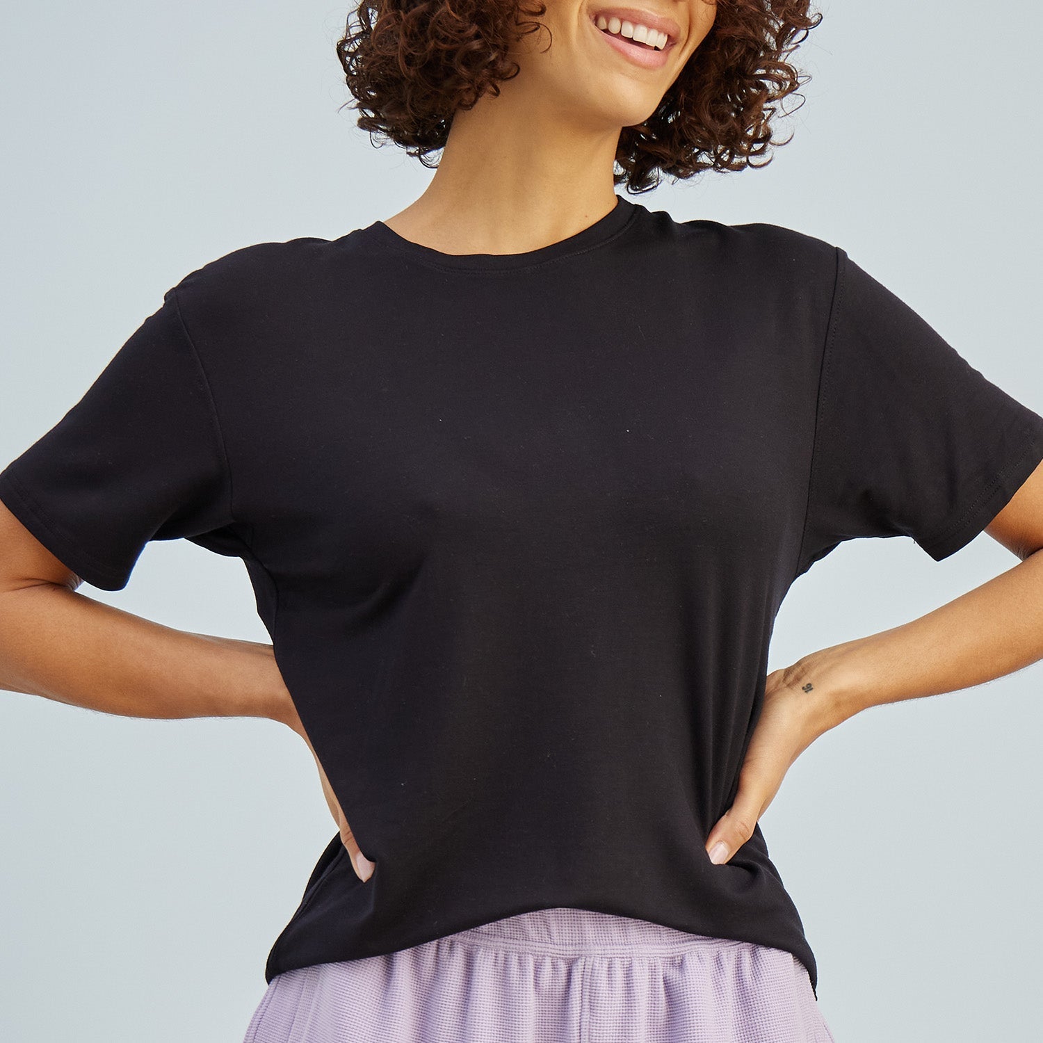 Modal French Terry Lounge Tee | Black