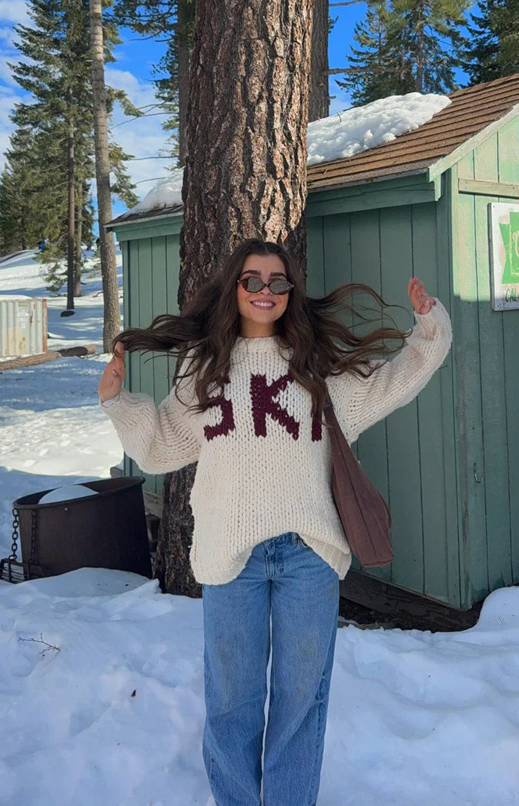 Jasmine Ski Jacquard Chunky Knit Sweater | Cream