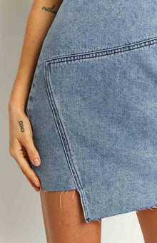 Jasmine Denim Wrap Front Mini Dress | Mid Wash