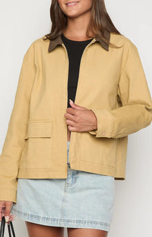 Jemma Contrast Canvas Jacket | Cream