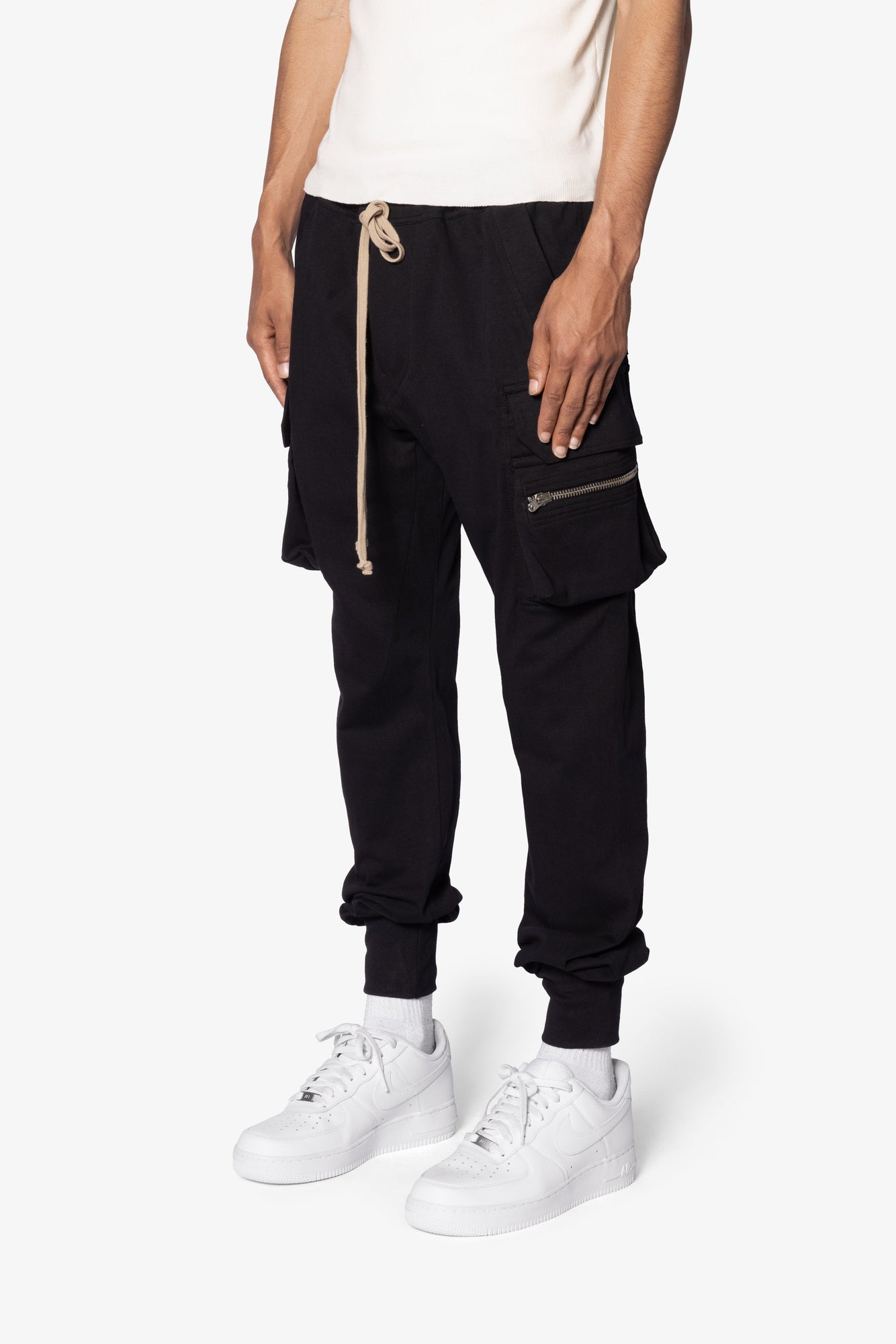 Jersey Cargo Pocket Sweatpants | Black
