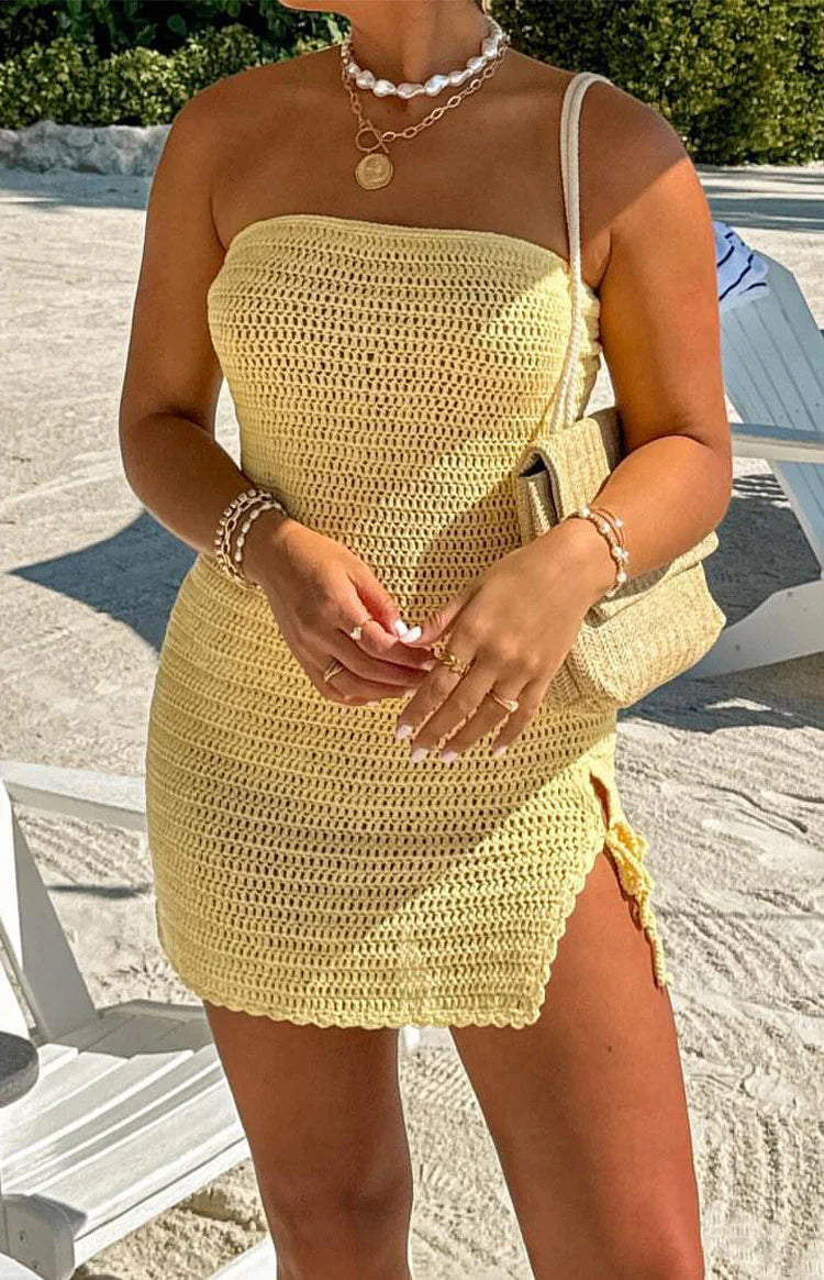 July Knit Mini Dress | Yellow