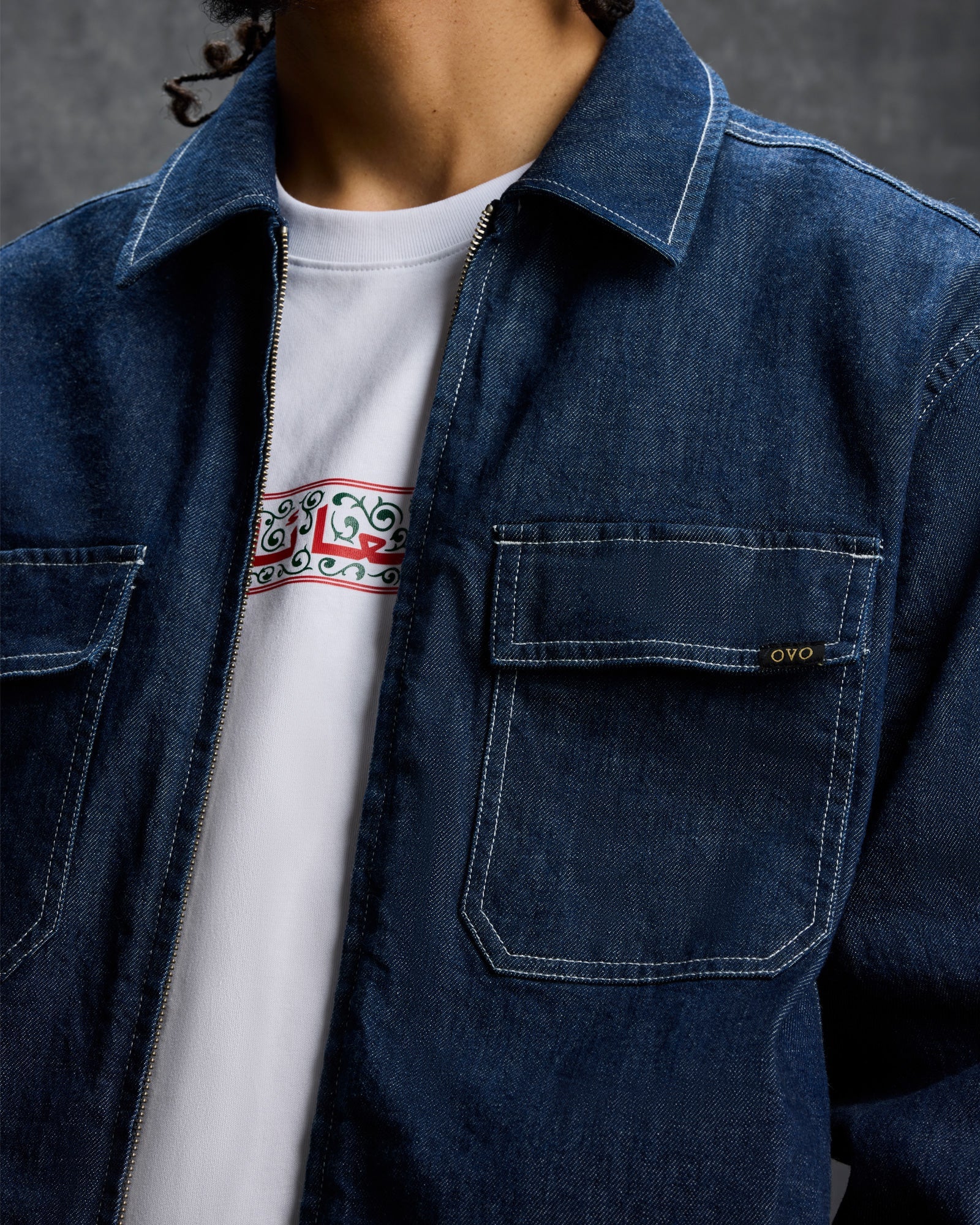 Mens | Denim Zip-Up Shirt | Dark Indigo