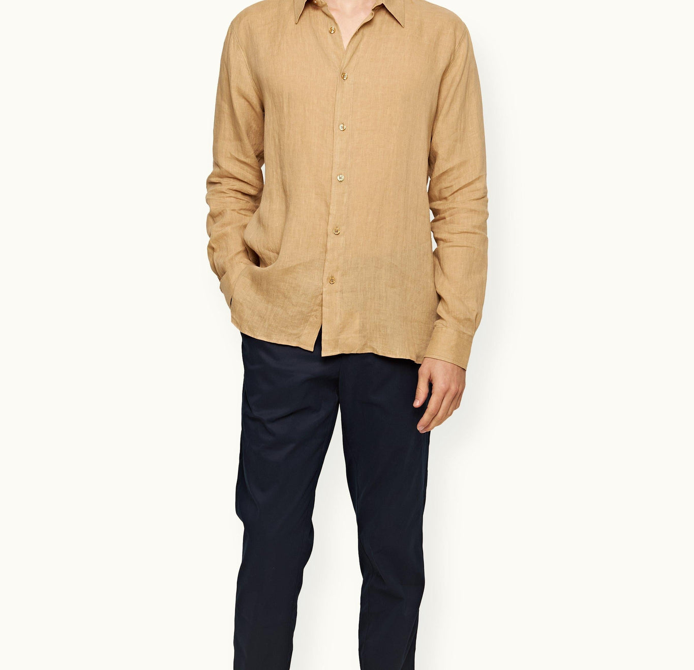 Justin Linen Relaxed Fit Luxury Italian Linen Shirt | Biscuit