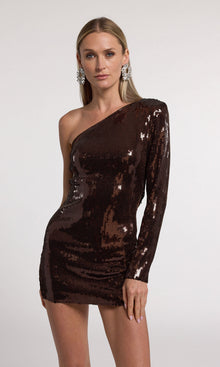 Tracie Sequin Dress | Brown