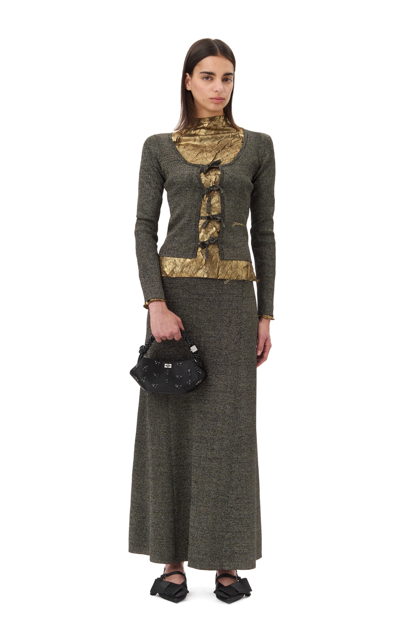 Light Sparkle Rib Maxi Skirt | Multicolour