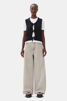 Light Mohair Tie String Vest | Black