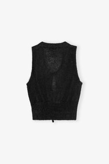 Light Mohair Tie String Vest | Black