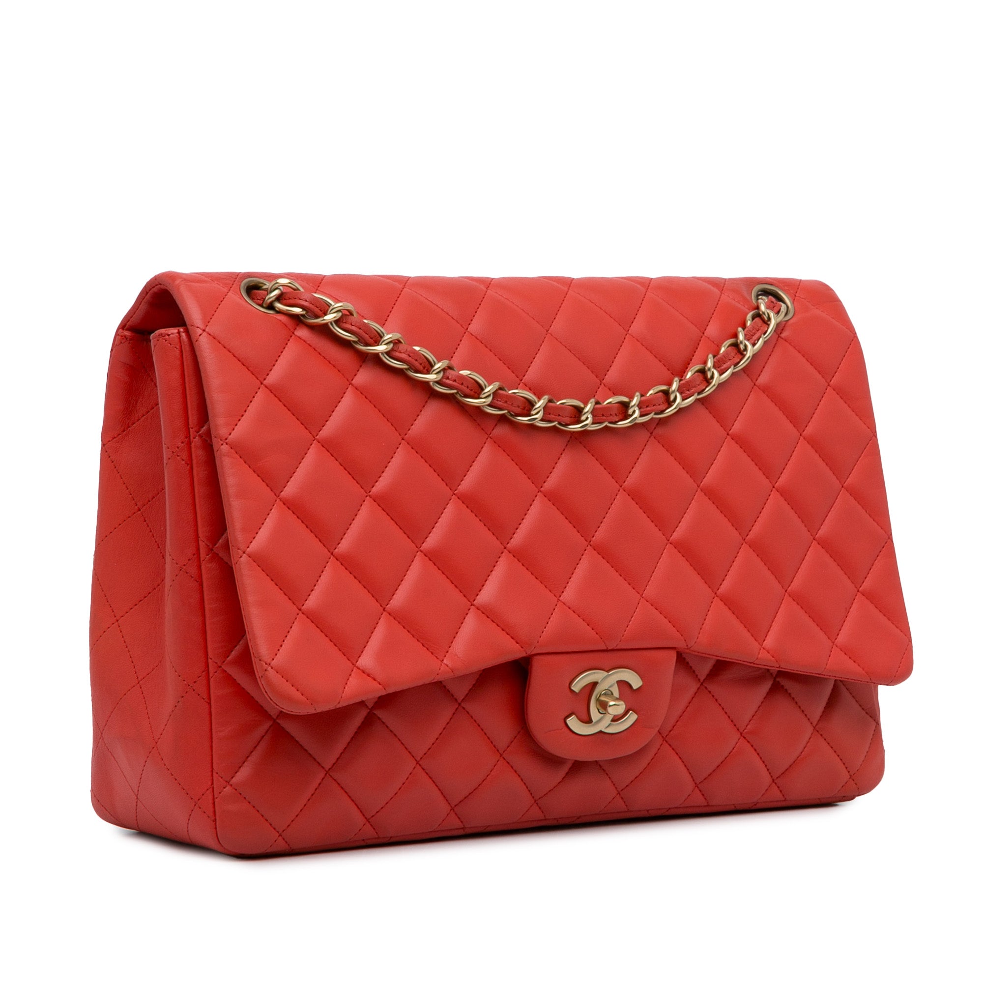 Chanel Pre-Owned Maxi Classic Lambskin Single Flap | Women | Red