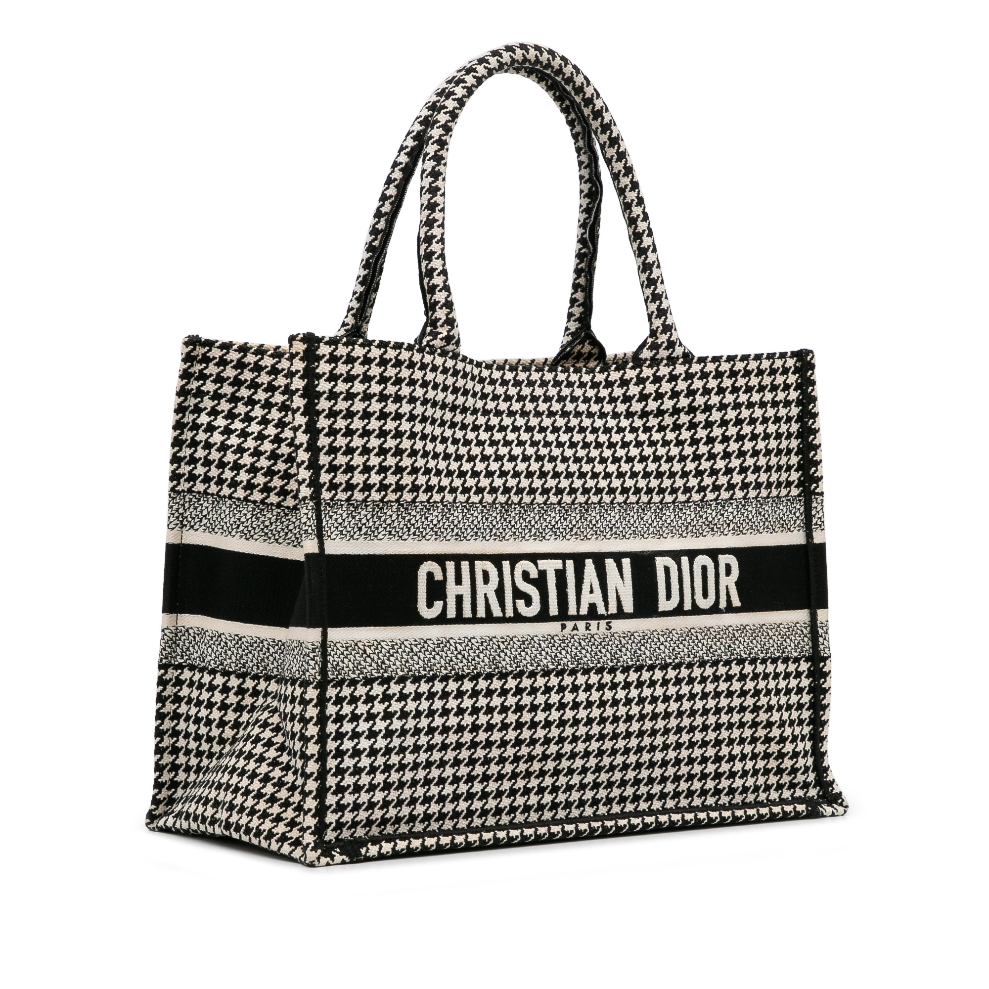 Dior | Pre-Owned Medium Houndstooth Book Tote | Black