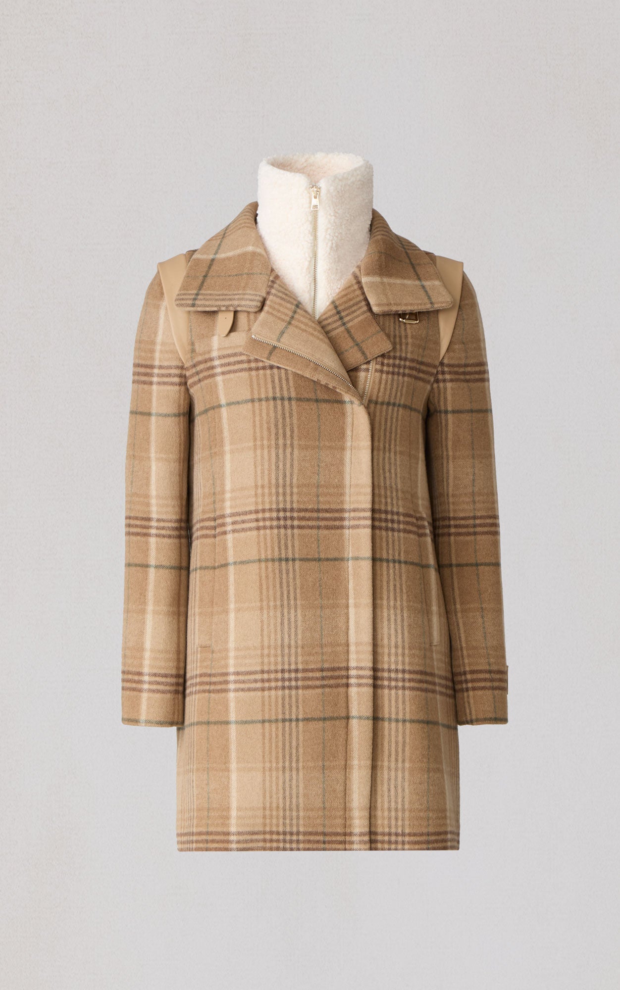 Kiana-P Plaid Moto Coat In Wool | Teak