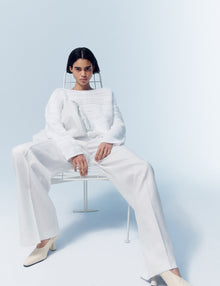 Women | Oversized Textured Sweater | White